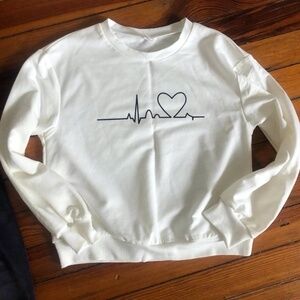 Shein Sweatshirt Size 10 with Heartbeat Cityscape Graphic on Front